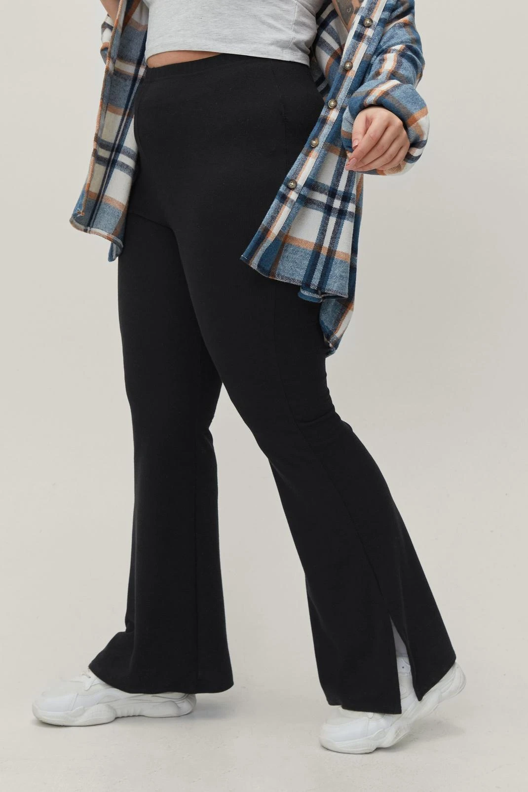 Plus Size Split Hem Fit And Flared Pants - Image 2