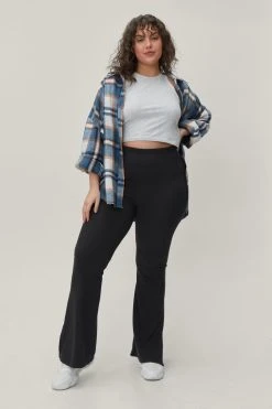Plus Size Split Hem Fit And Flared Pants