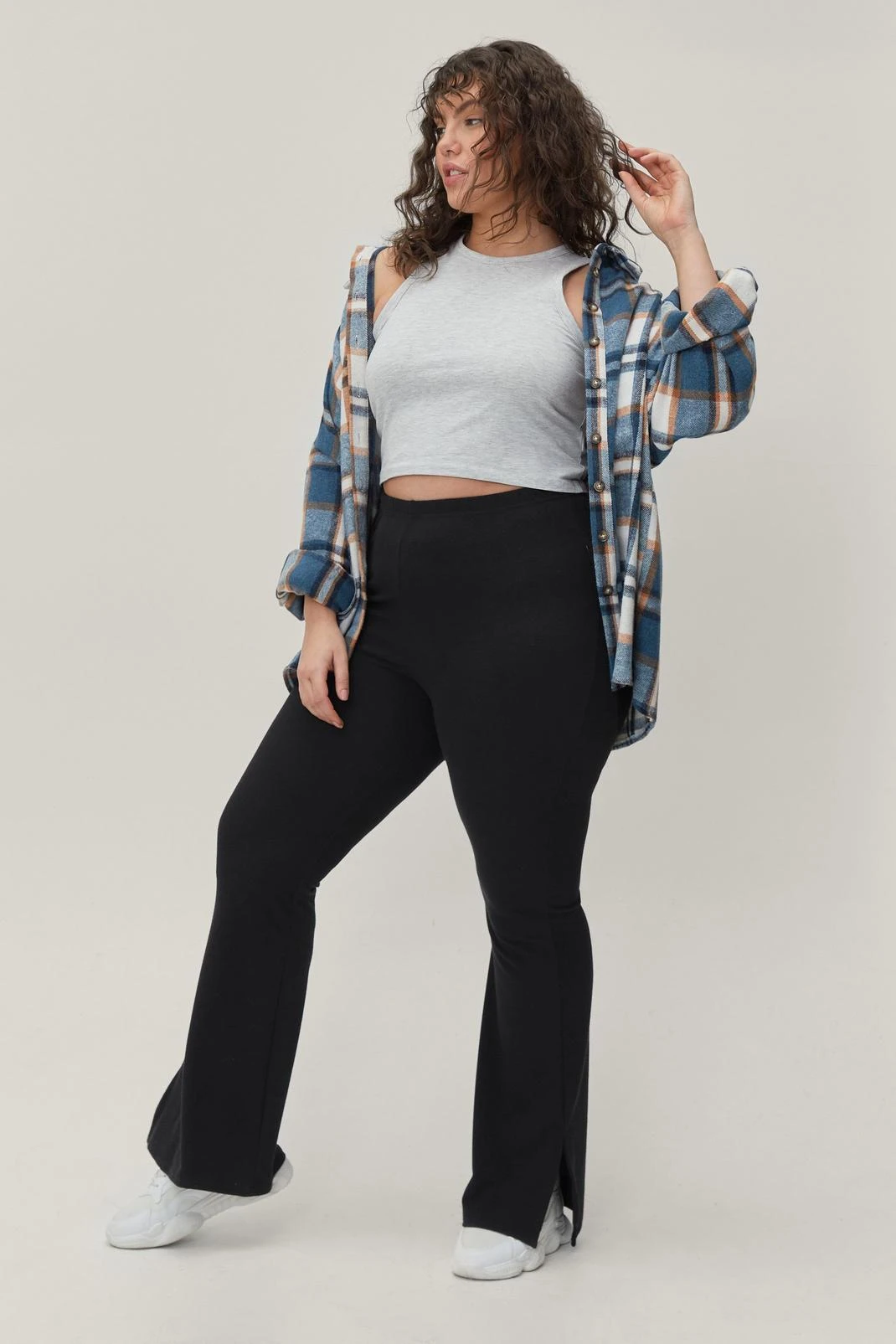 Plus Size Split Hem Fit And Flared Pants - Image 4