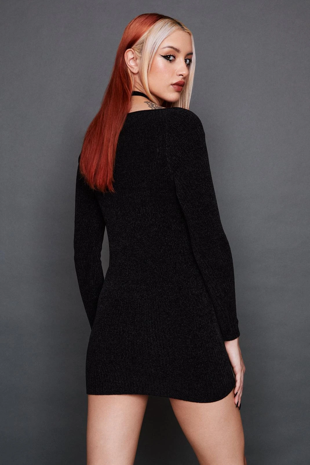 Premium Chenille Halter Bustier Mini Dress - Image 6