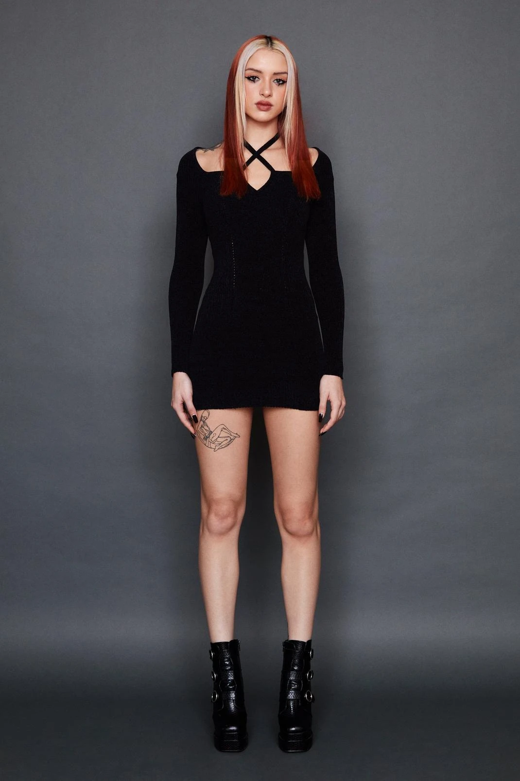 Premium Chenille Halter Bustier Mini Dress - Image 4