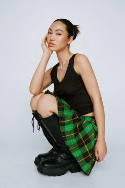 Ribbed Lace Trim Tank Top