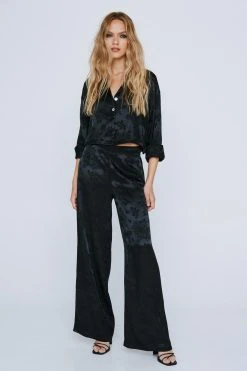 Satin Jacquard Relaxed Cropped Shirt