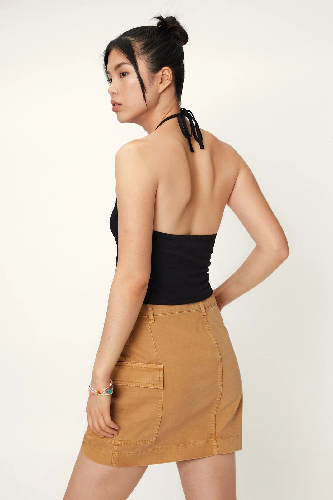 Shirred Halterneck Crop Top - Image 3