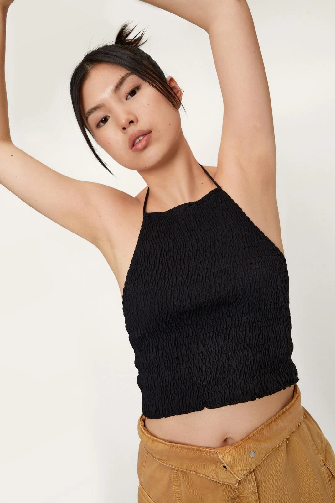 Shirred Halterneck Crop Top - Image 4