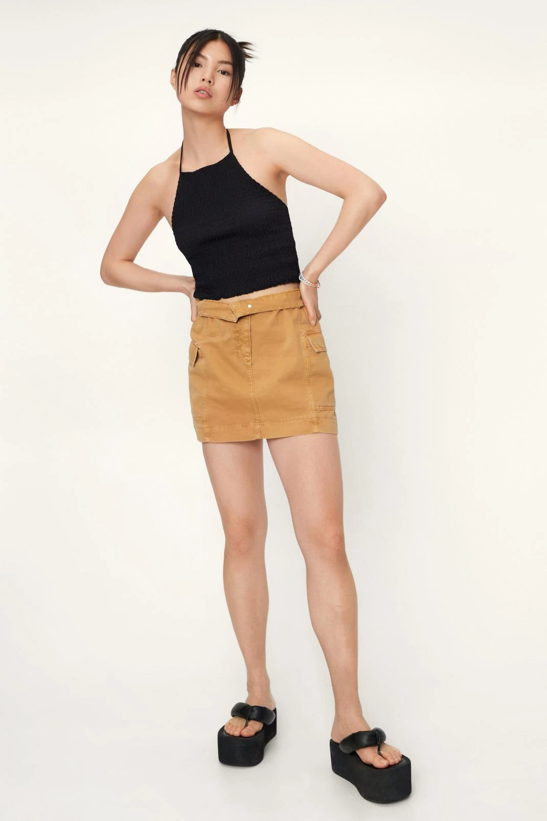 Shirred Halterneck Crop Top