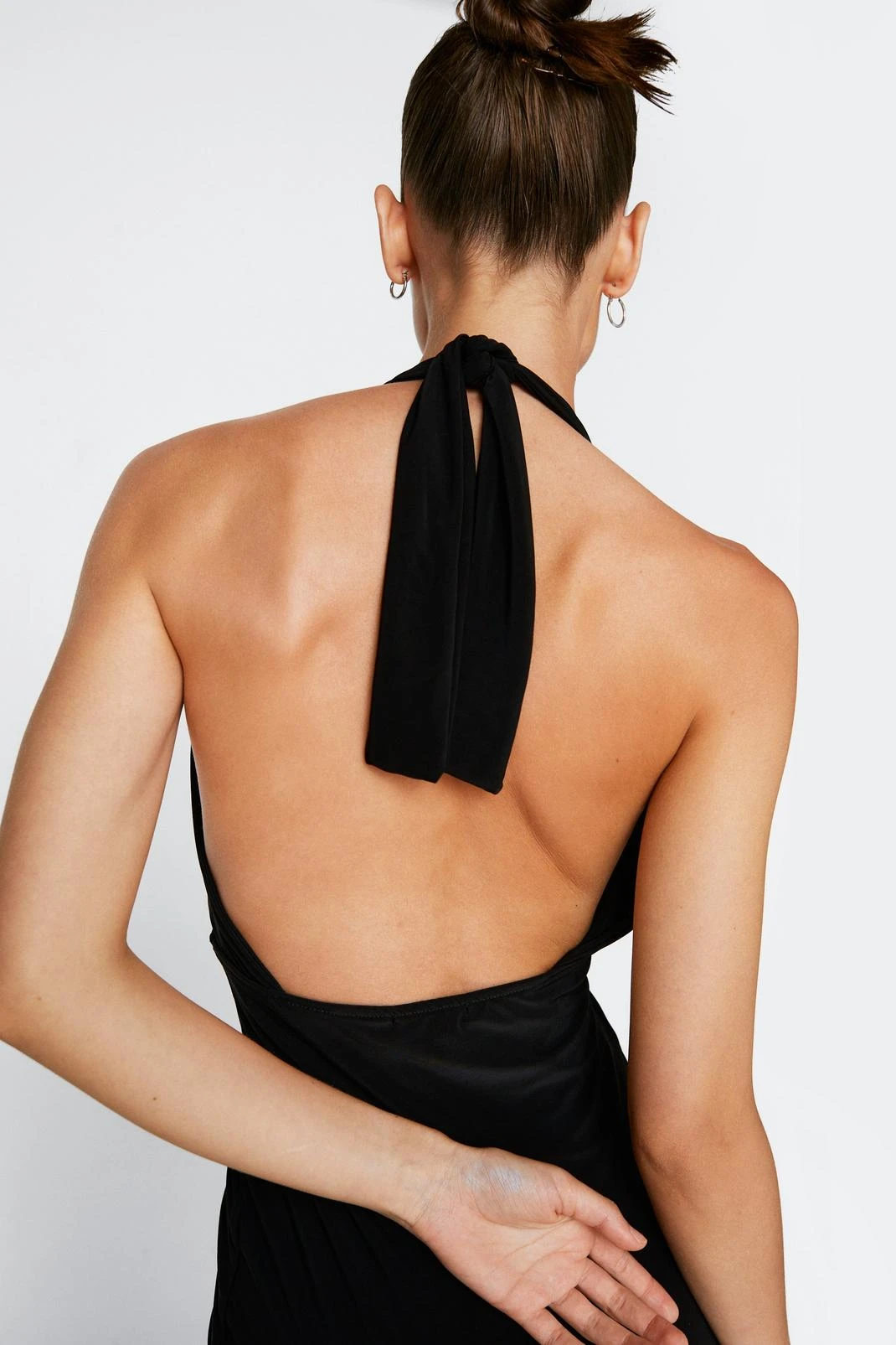 Slinky Ruche Front Halterneck Mini Dress - Image 3