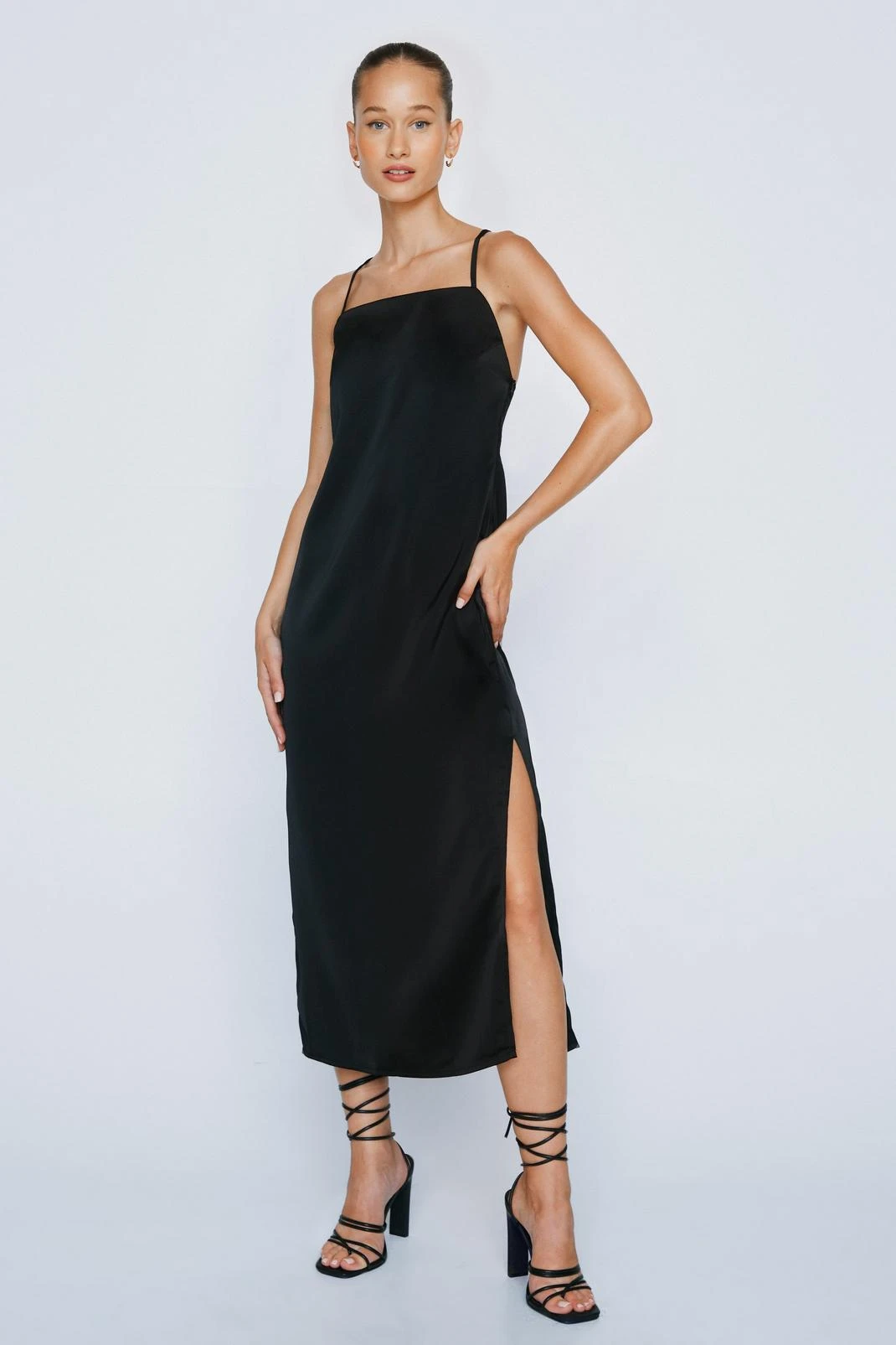 Square Neck Strappy Midi Slip Dress - Image 4