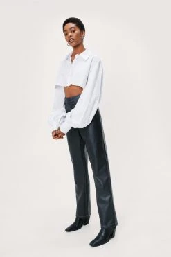 Star Bum Faux Leather Tapered Leg Pants