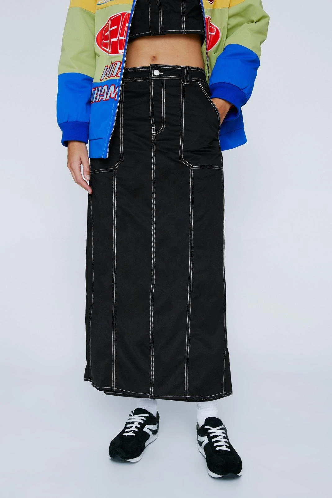 Stitch Detail Low Rise Maxi Skirt - Image 4