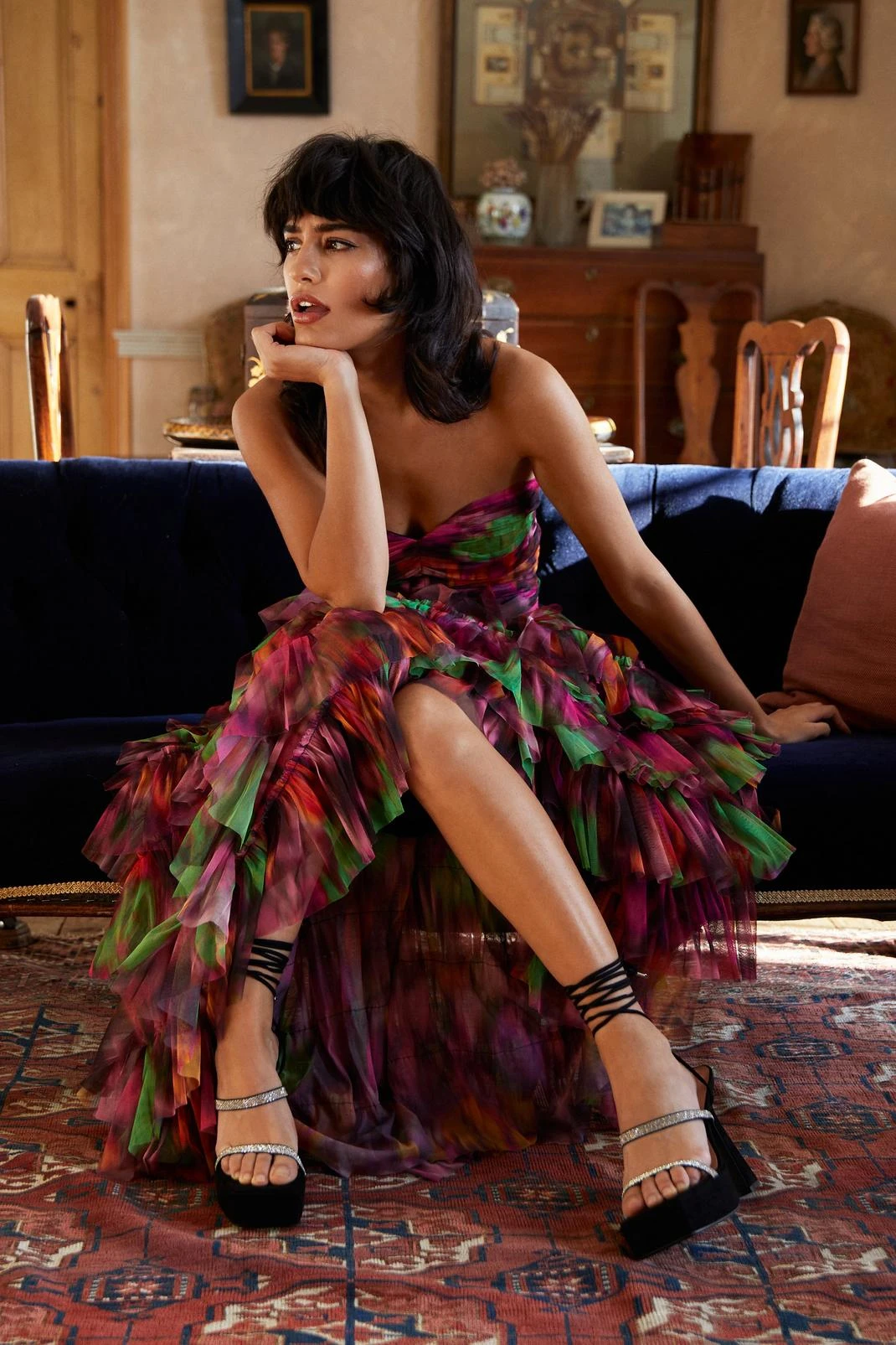 Strappy Diamante Platform Heel