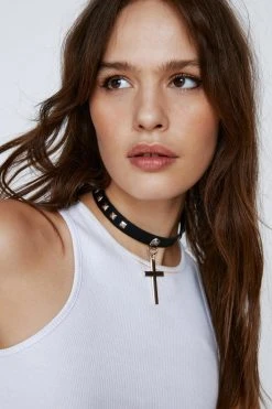 Studded Cross Choker