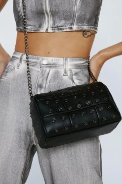 Studded Faux Leather Grab Bag