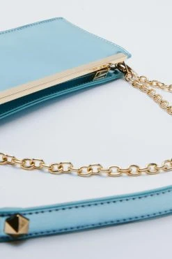 Faux Leather Chain Detail Shoulder Bag