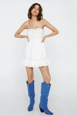 Faux Suede Knee High Cowboy Boots