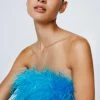 Feather Trim Bandeau Mini Dress