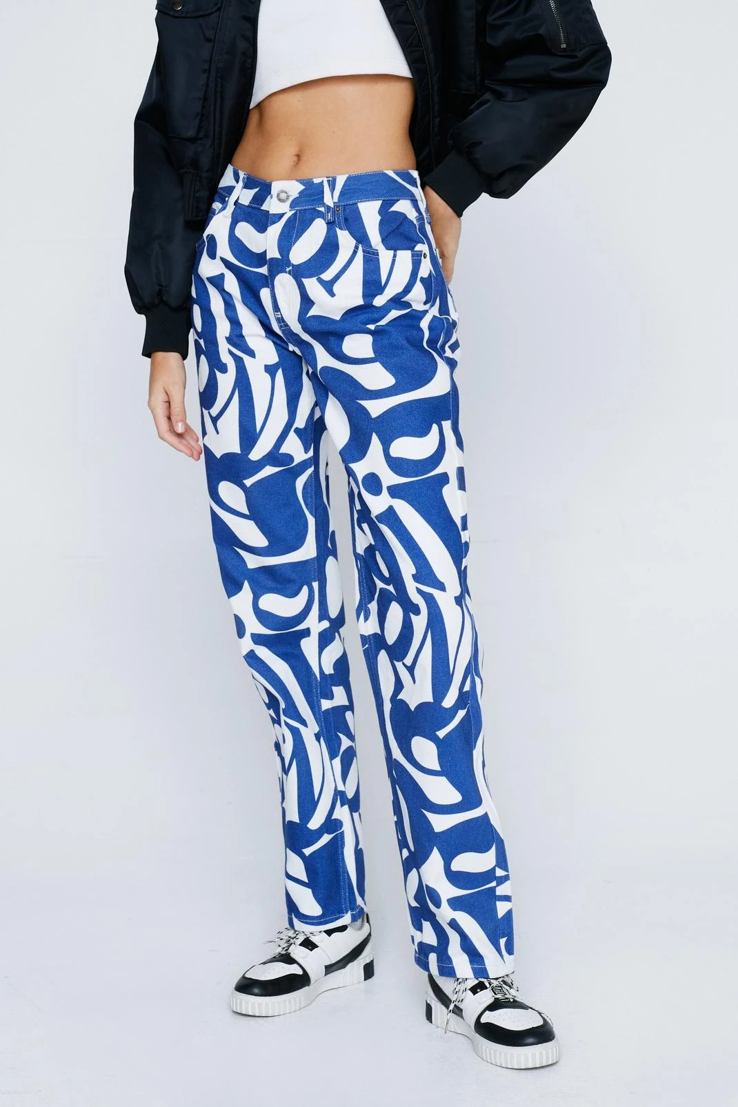 Letter Print 90's Straight Leg Jean - Image 2