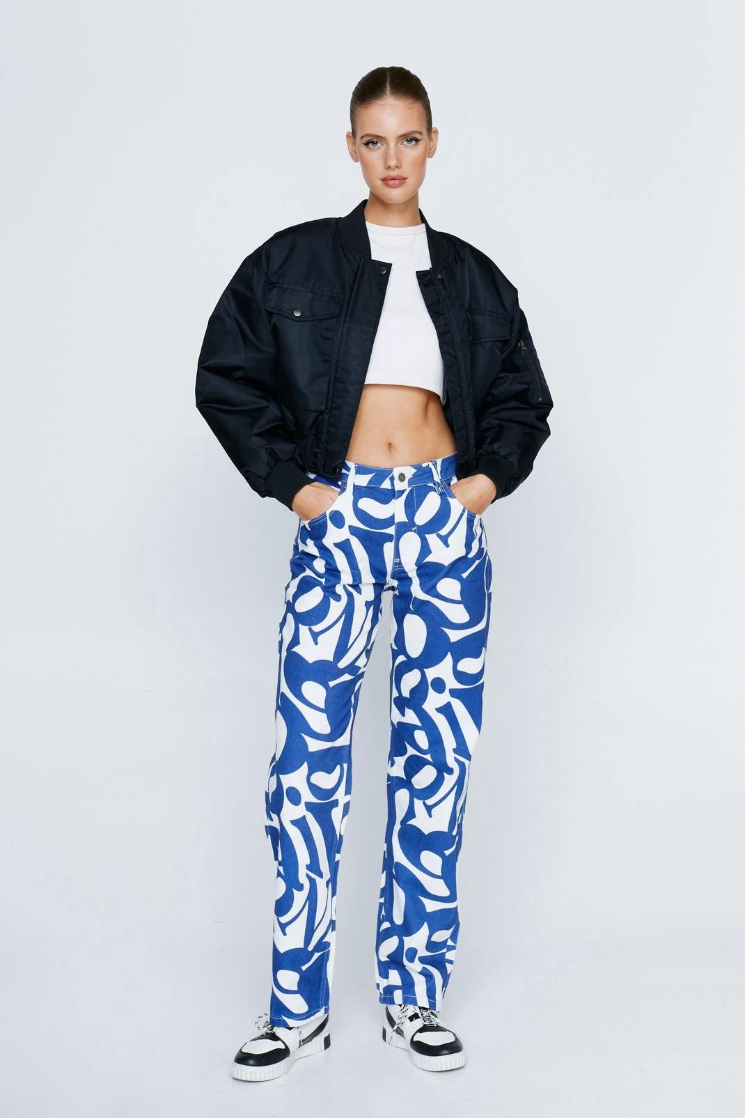 Letter Print 90's Straight Leg Jean - Image 4