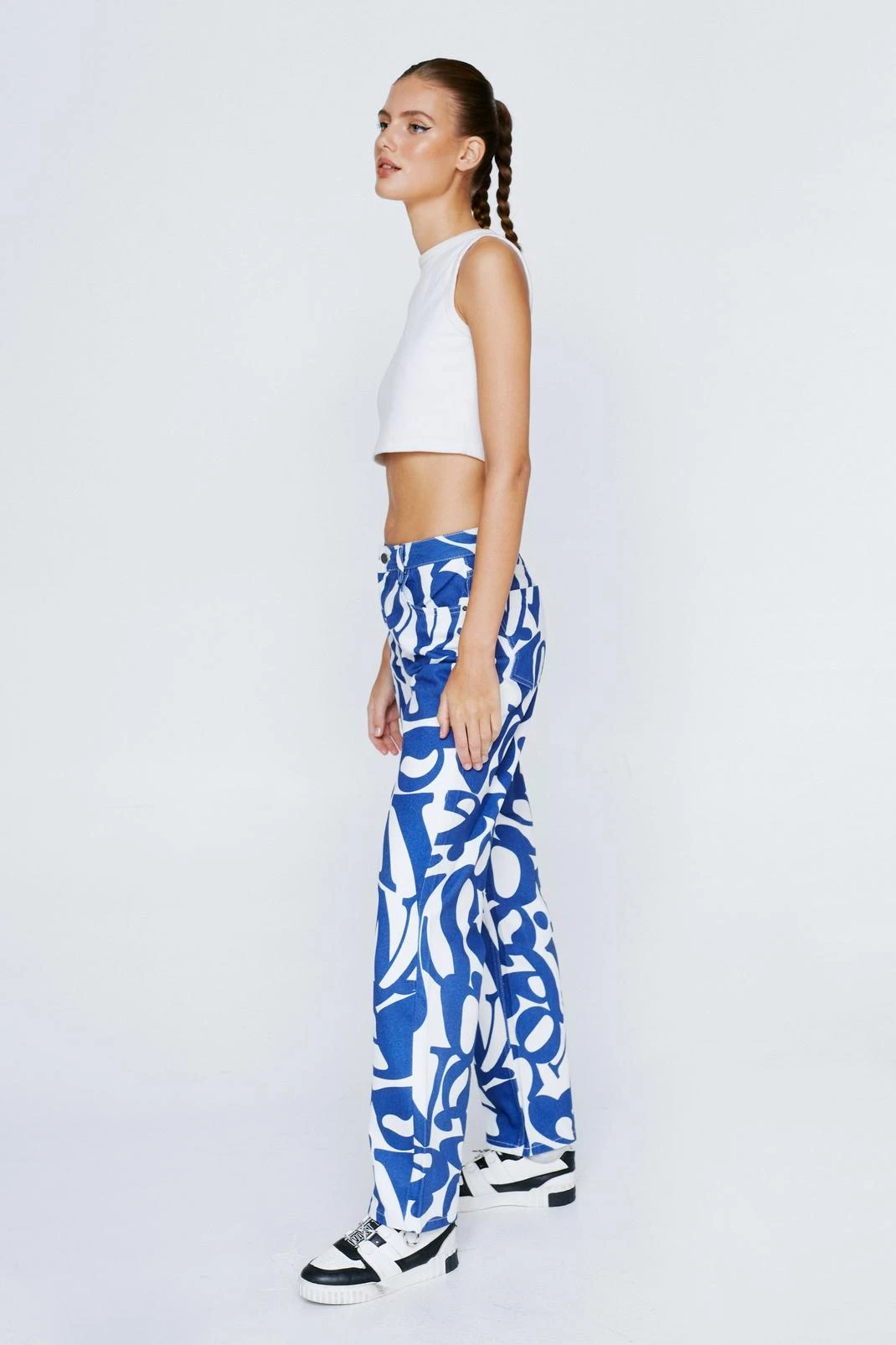 Letter Print 90's Straight Leg Jean