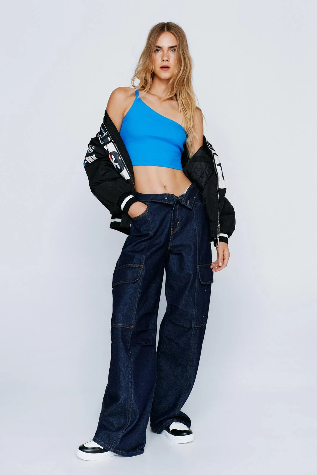 One Shoulder Strappy Ribbed Cami