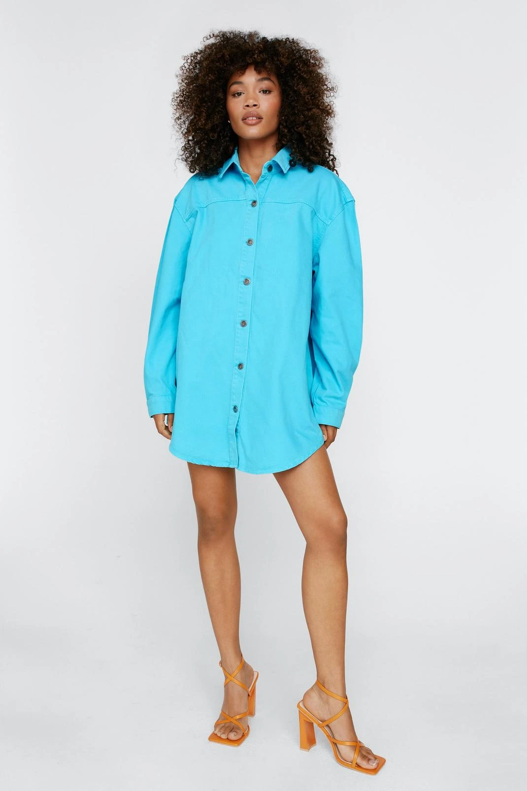 Oversized Button Down Denim Shirt Dress - Image 16