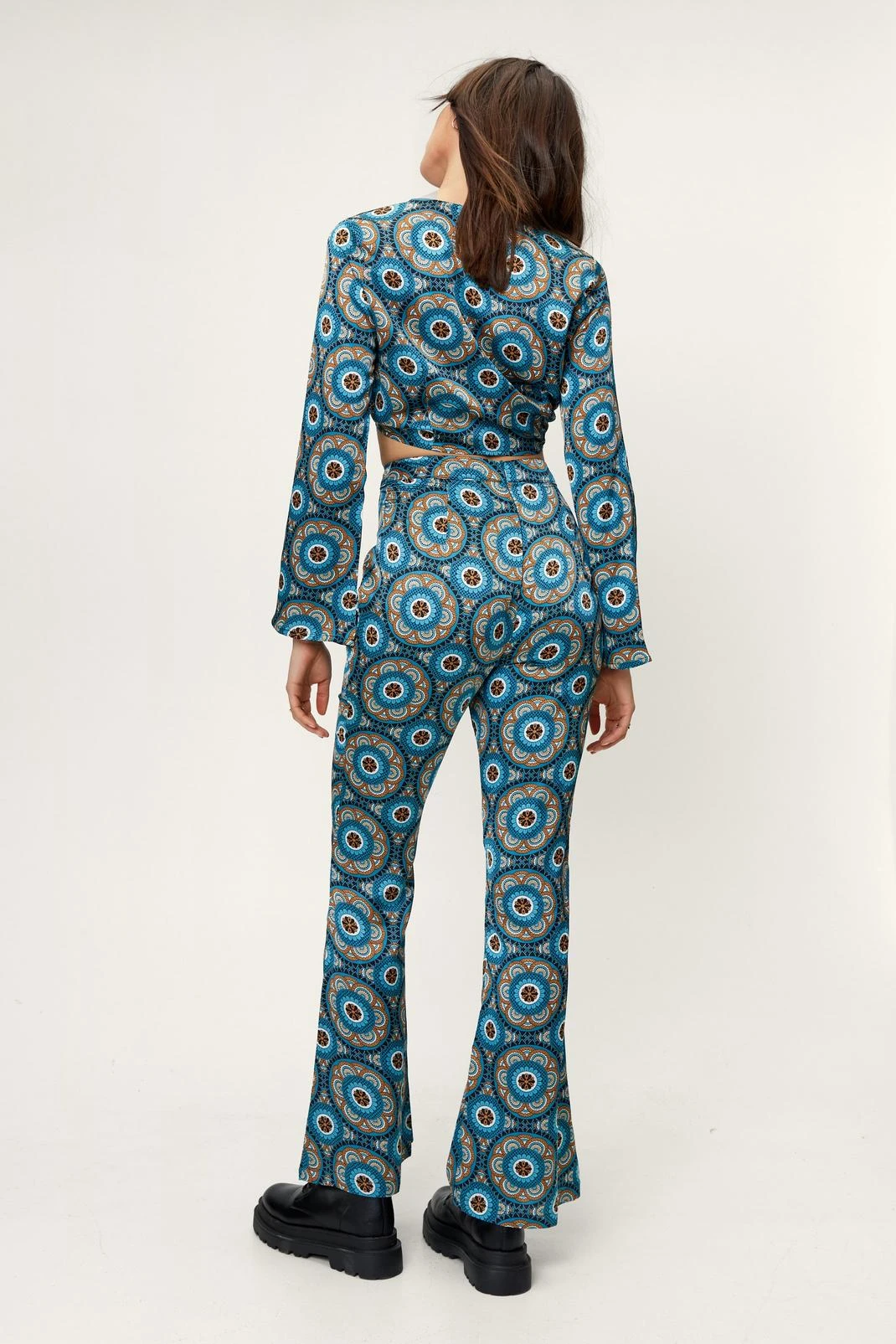 Retro Print Wide Leg Two Piece Pants - Image 3