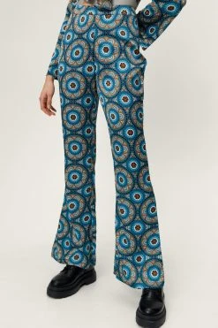 Retro Print Wide Leg Two Piece Pants