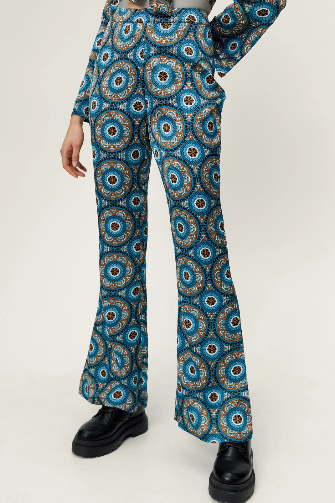 Retro Print Wide Leg Two Piece Pants