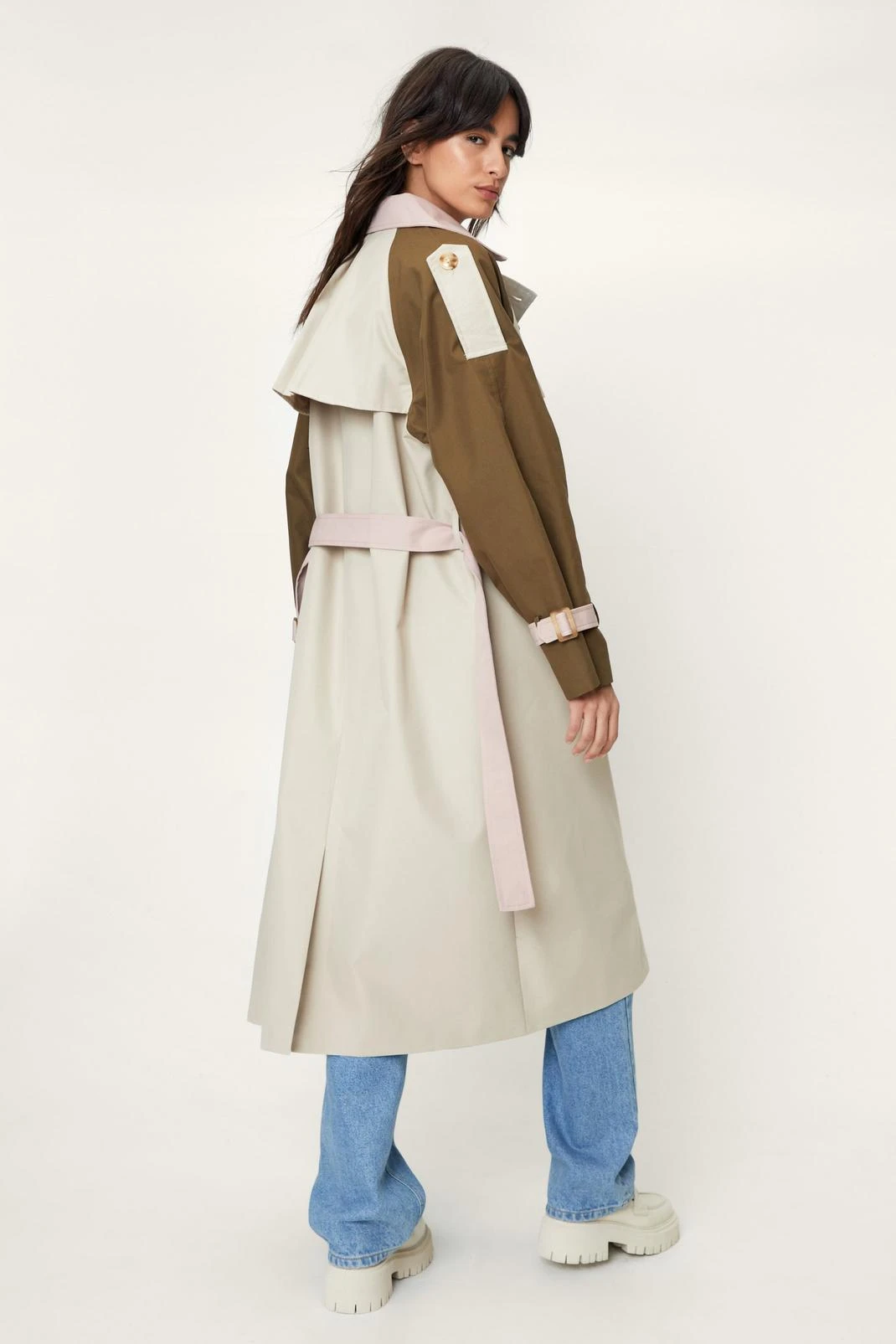 Longline Double Breasted Trench Coat - Image 3