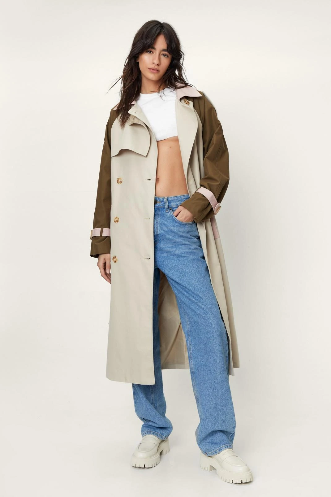 Longline Double Breasted Trench Coat - Image 4
