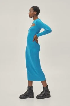 Cut Out 2 In 1 Knitted Top And Midi Dress