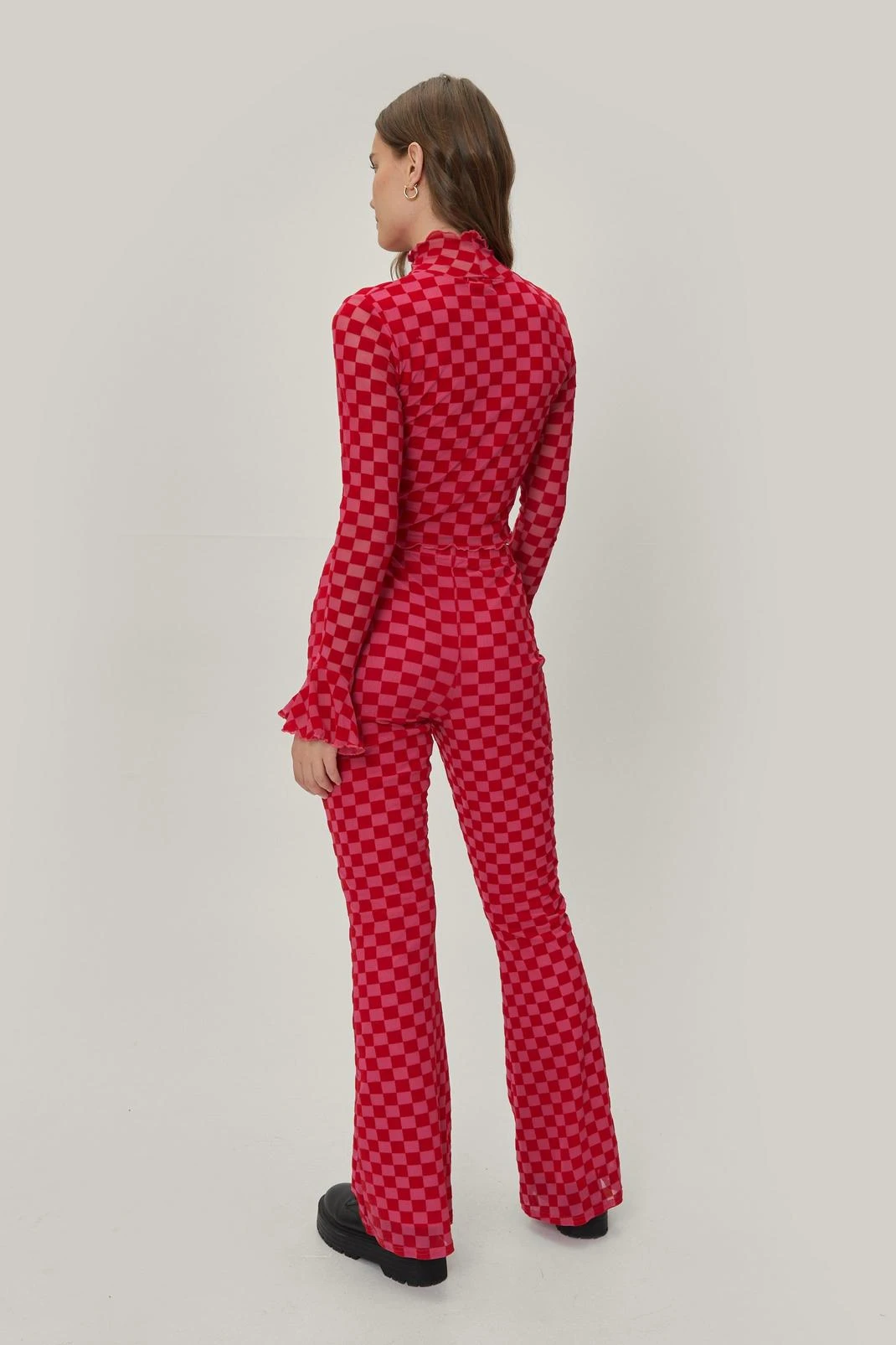 Plaiderboard Print Kick Flared Pants - Image 3