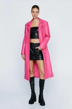 Premium Faux Leather Longline Coat