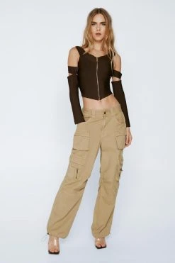 Bandage Bardot Cut Out Long Sleeve Top