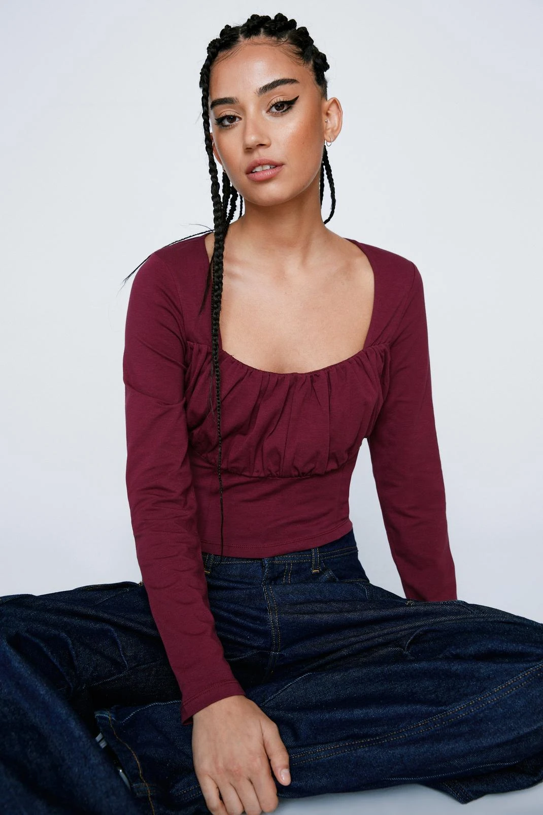 Corset Detail Long Sleeve Top - Image 8