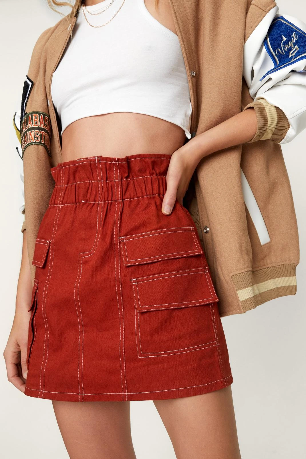 Waist Detail Cargo Mini Skirt - Image 3
