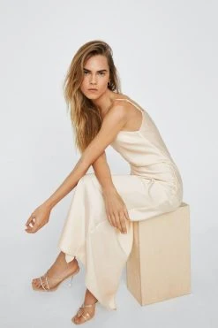 One Shoulder Maxi Slip Dress