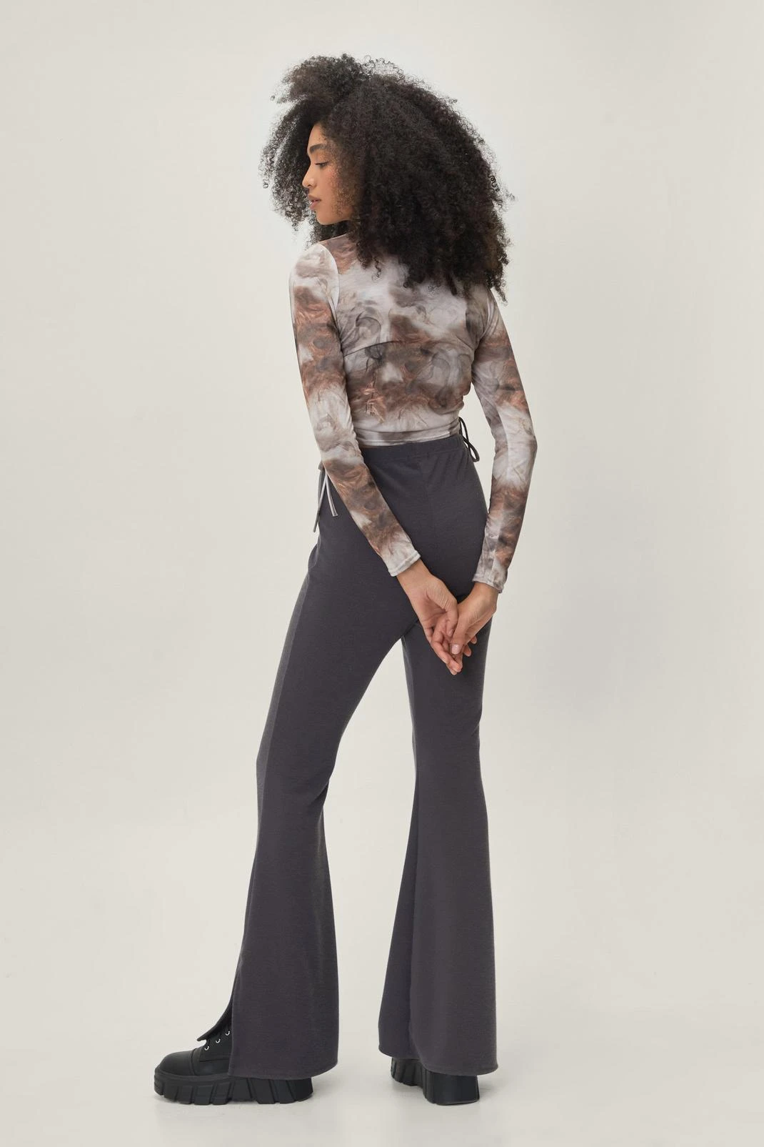 Split Hem Fit And Flare Pants - Image 3