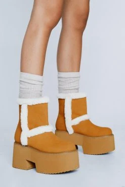 Flatform Faux Sheep Skin Boot