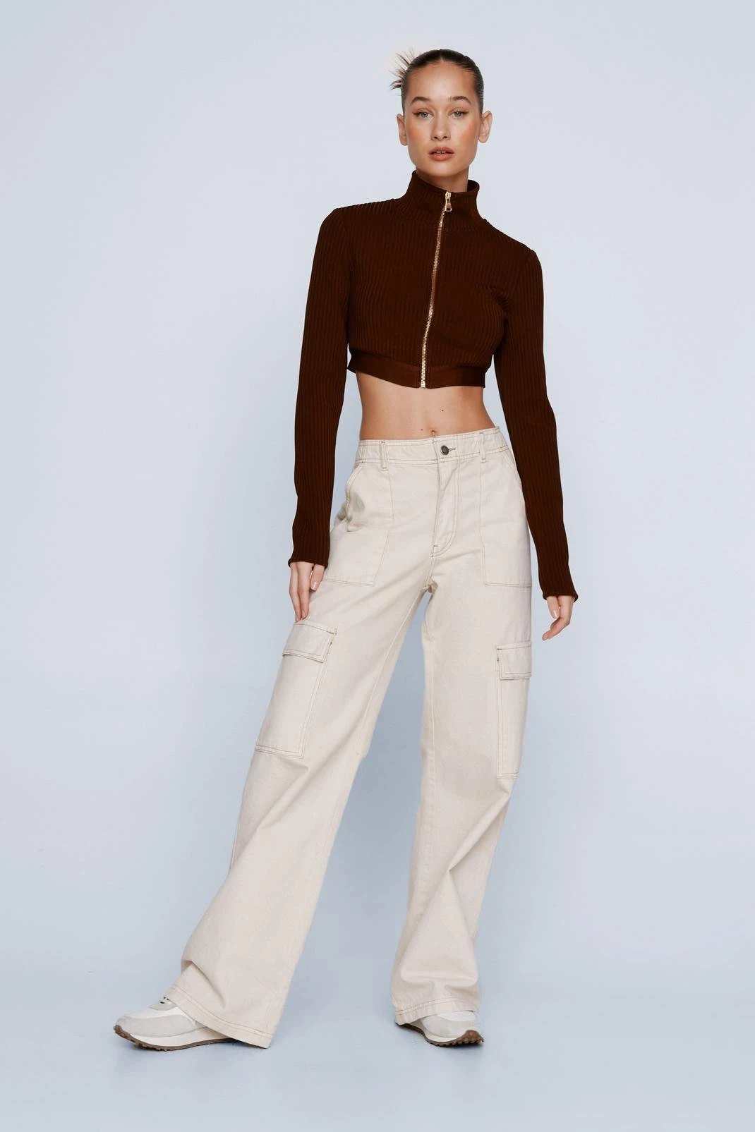 Bandage Zip Front Flossed Waist Top