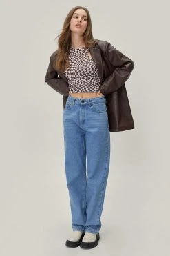 Checkerboard Cropped Racer Tank Top