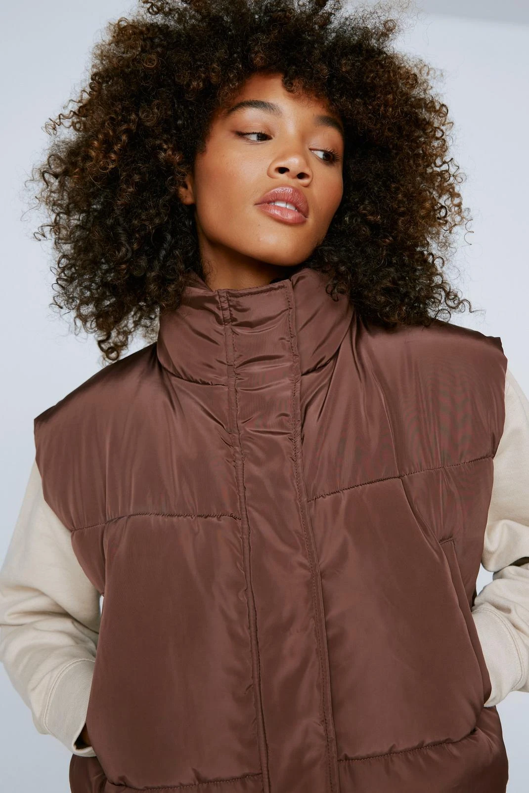 Cropped Puffer Zip Through Body Warmer - Image 8