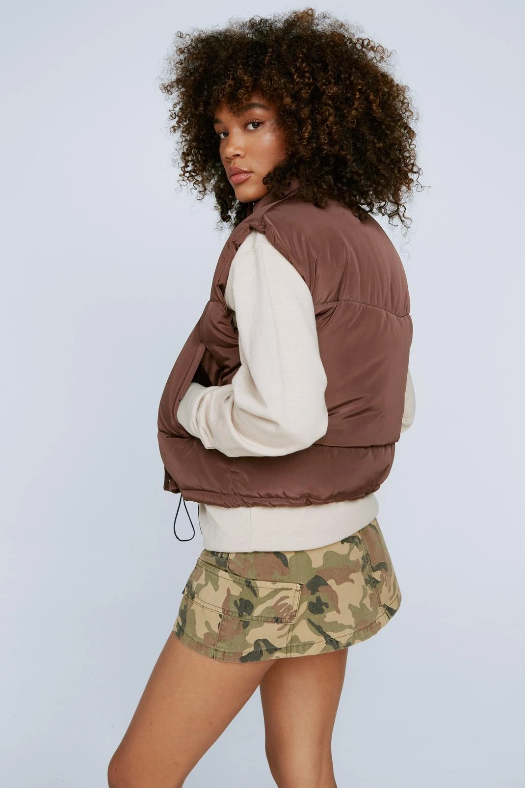 Cropped Puffer Zip Through Body Warmer - Image 9