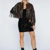 Faux Leather Fringed Western Jacket