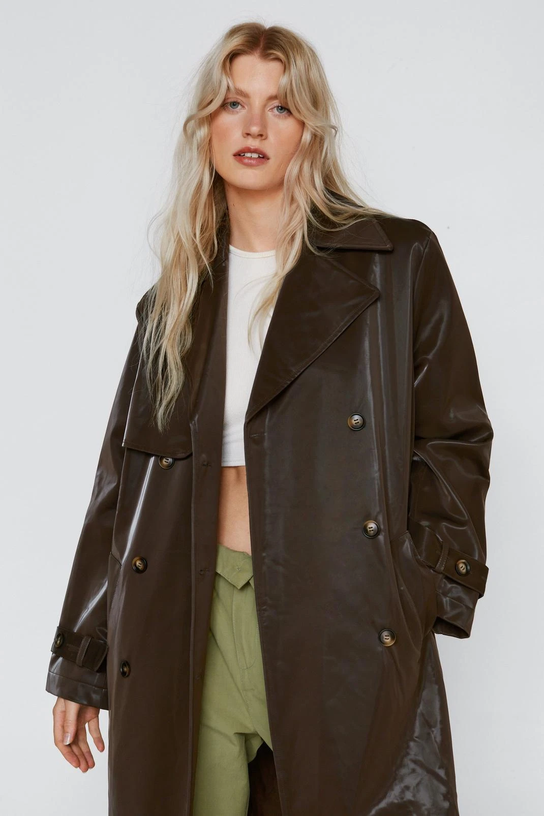 Vinyl Longline Trench Coat - Image 5