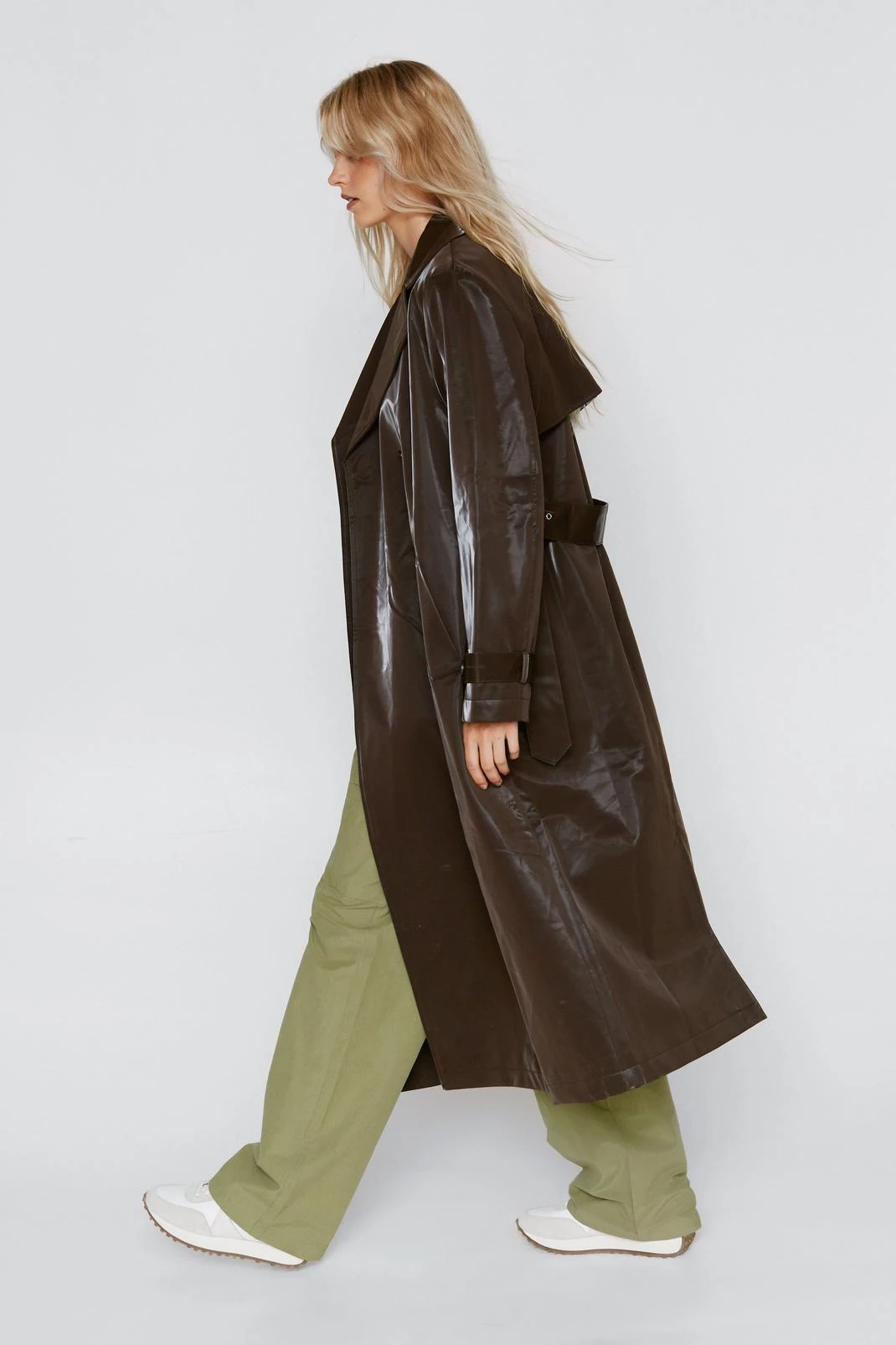 Vinyl Longline Trench Coat - Image 4