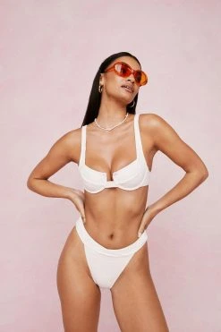 Crinkle Underwire Cut Out Bikini Top