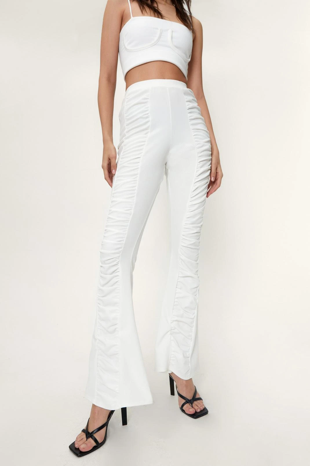 Ruched Front High Waisted Flared Pants - Image 2