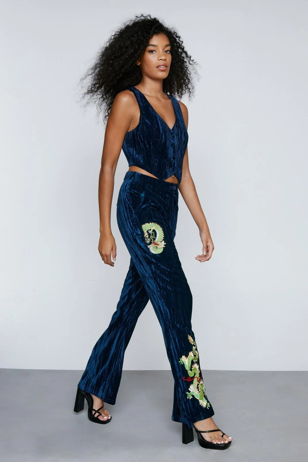 Premium Embroidered Velvet Flare Pants - Image 2