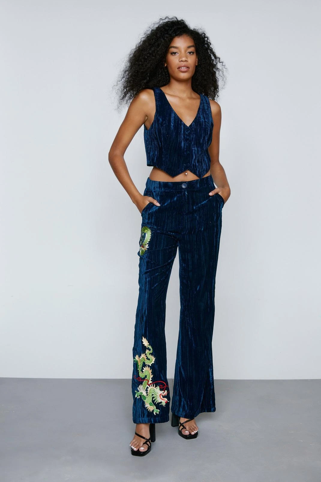 Premium Embroidered Velvet Flare Pants